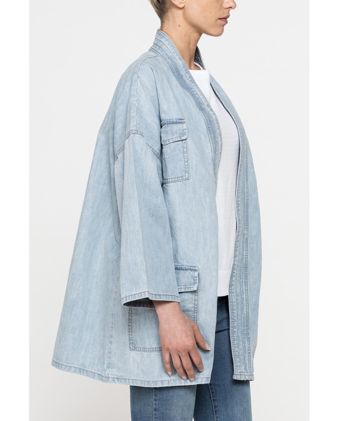 GIACCA KIMONO CON CINTURA IN DENIM 10,5oz