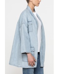 GIACCA KIMONO CON CINTURA IN DENIM 10,5oz