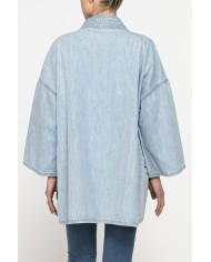 GIACCA KIMONO CON CINTURA IN DENIM 10,5oz