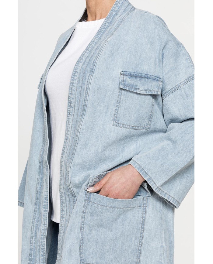 GIACCA KIMONO CON CINTURA IN DENIM 10,5oz
