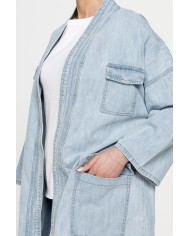 GIACCA KIMONO CON CINTURA IN DENIM 10,5oz
