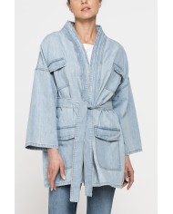 GIACCA KIMONO CON CINTURA IN DENIM 10,5oz