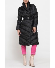 PIUMINO LUNGO CON CINTURA IN VITA, TESSUTO RESISTENTE ALL’ACQUA