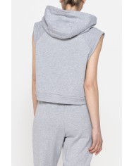 FELPA SMANICATA CORTA CON ZIP E CAPPUCCIO IN FRENCH TERRY