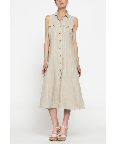 VESTITO LUNGO IN MISTO LINO