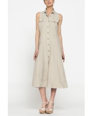 VESTITO LUNGO IN MISTO LINO