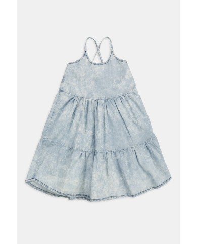 VESTITO IN JEANS CON GONNA ARRICCIATA. Vestibilità regolare