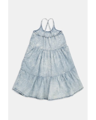 VESTITO IN JEANS CON GONNA ARRICCIATA. Vestibilità regolare