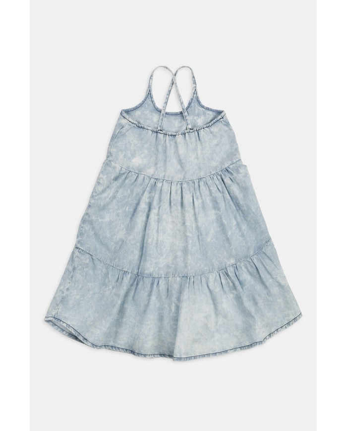 VESTITO IN JEANS CON GONNA ARRICCIATA. Vestibilità regolare