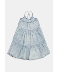 VESTITO IN JEANS CON GONNA ARRICCIATA. Vestibilità regolare