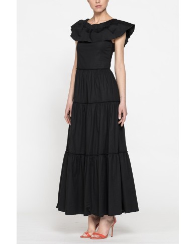 ABITO LUNGO CON SPALLE SCESE