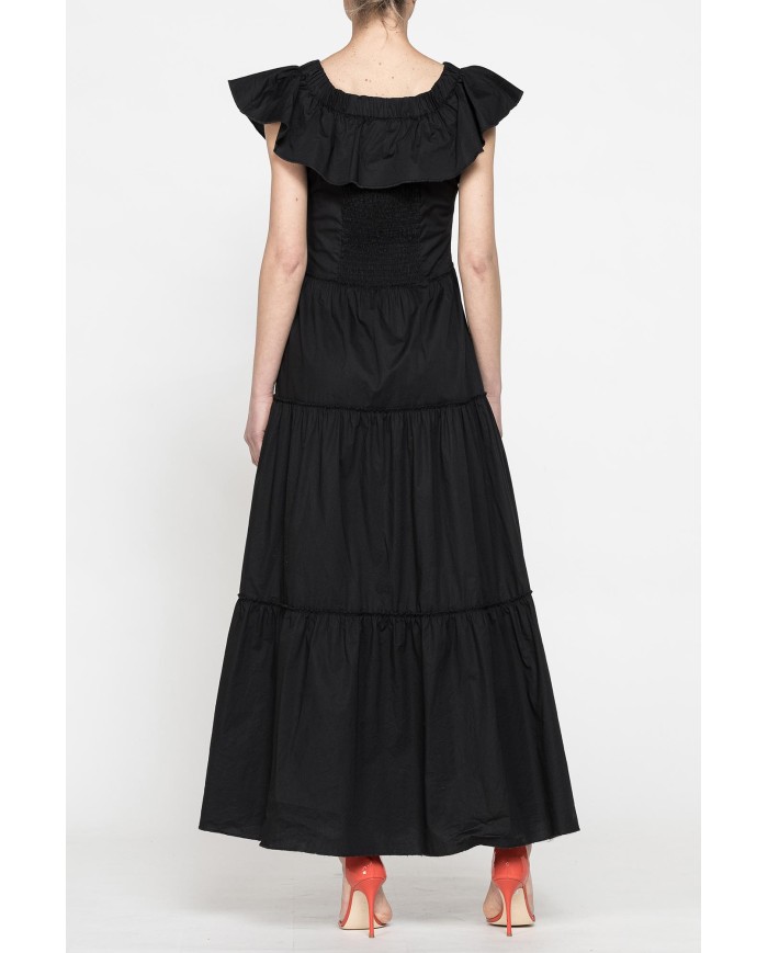 ABITO LUNGO CON SPALLE SCESE