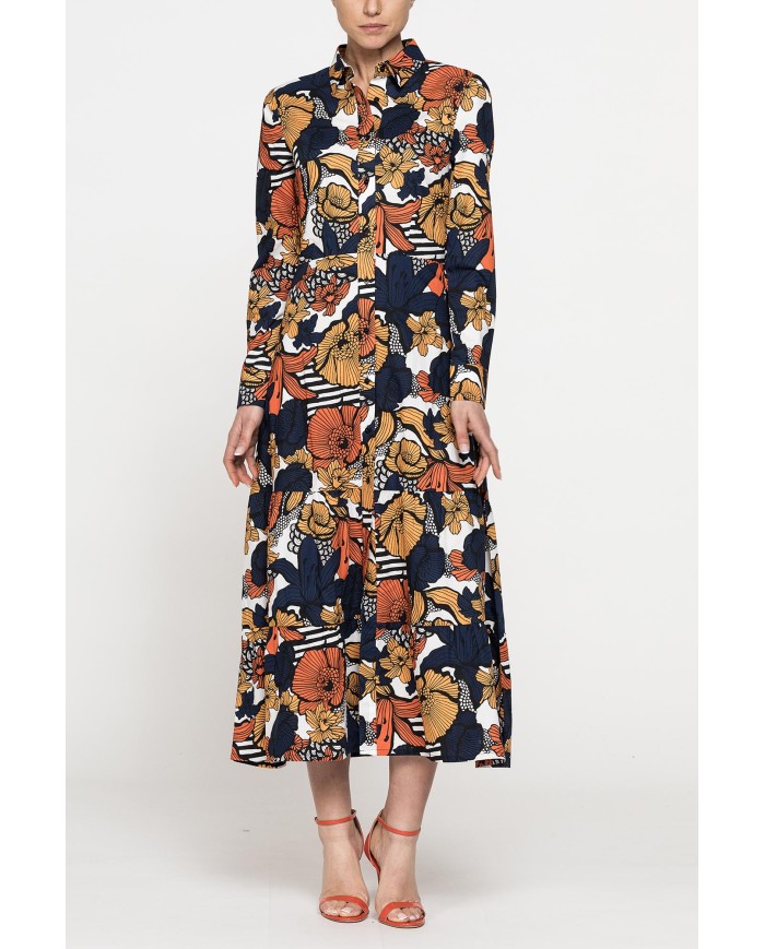 ABITO CHEMISIER LUNGO CON BALZE IN MUSSOLA