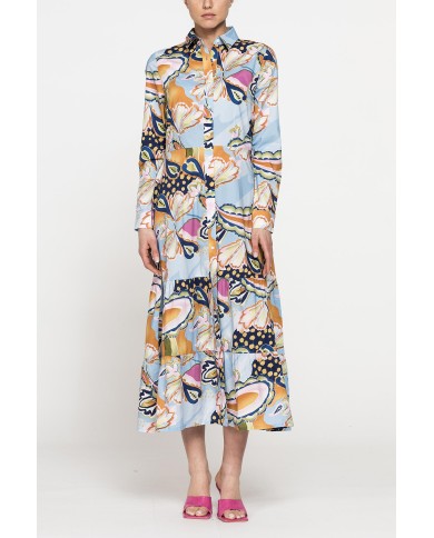 ABITO CHEMISIER LUNGO CON BALZE IN MUSSOLA