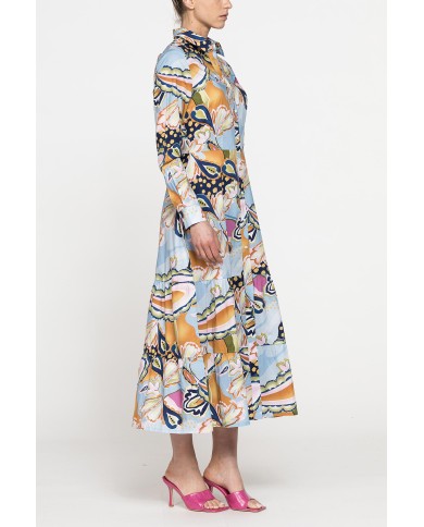 ABITO CHEMISIER LUNGO CON BALZE IN MUSSOLA