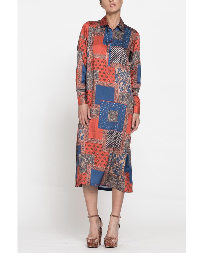 ABITO CHEMISIER IN RASO FANTASIA