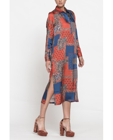 ABITO CHEMISIER IN RASO FANTASIA