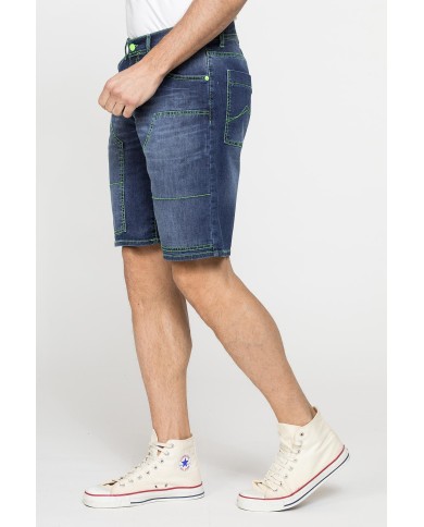 BERMUDA 5 TASCHE  IN DENIM CON CONTRASTI FLUO