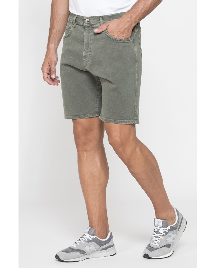 BERMUDA 5 TASCHE IN BULL DENIM COLOR CON TINTURA OLD