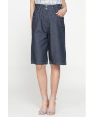 BERMUDA MORBIDO IN JEANS CON ARRICCIATURA IN VITA