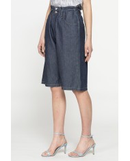BERMUDA MORBIDO IN JEANS CON ARRICCIATURA IN VITA