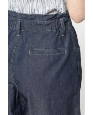 BERMUDA MORBIDO IN JEANS CON ARRICCIATURA IN VITA