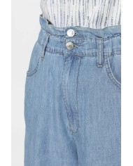 BERMUDA MORBIDO IN JEANS CON ARRICCIATURA IN VITA