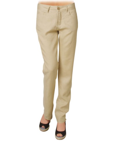 PANTALONE IN LINO. Vita e gamba regolare.