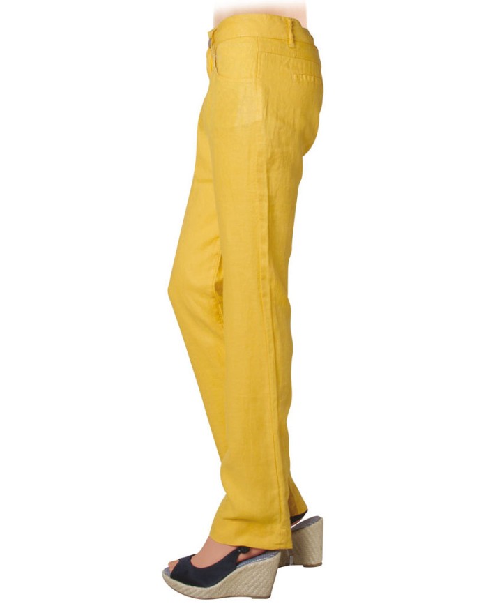 PANTALONE IN LINO. Vita e gamba regolare.