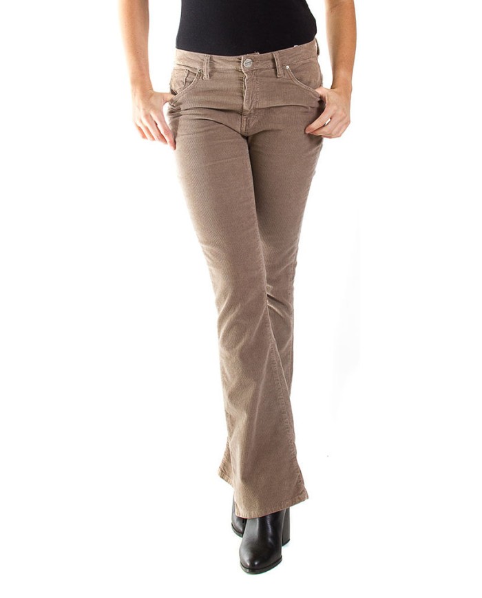 PANTALONE BOOTCUT IN VELLUTO STRETCH. MOD. 752. Vita regolare e gamba regolare