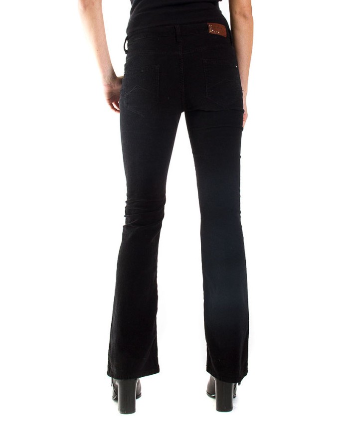 PANTALONE BOOTCUT IN VELLUTO STRETCH. MOD. 752. Vita regolare e gamba regolare