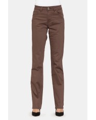 PANTALONI IN GABARDINA STRETCH. Vita alta e gamba regolare.