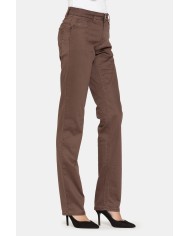 PANTALONI IN GABARDINA STRETCH. Vita alta e gamba regolare.