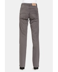 PANTALONI IN GABARDINA STRETCH. Vita alta e gamba regolare.