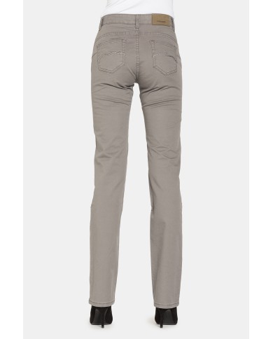 PANTALONI IN GABARDINA STRETCH. Vita alta e gamba regolare.