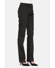 PANTALONI IN GABARDINA STRETCH. Vita alta e gamba regolare.