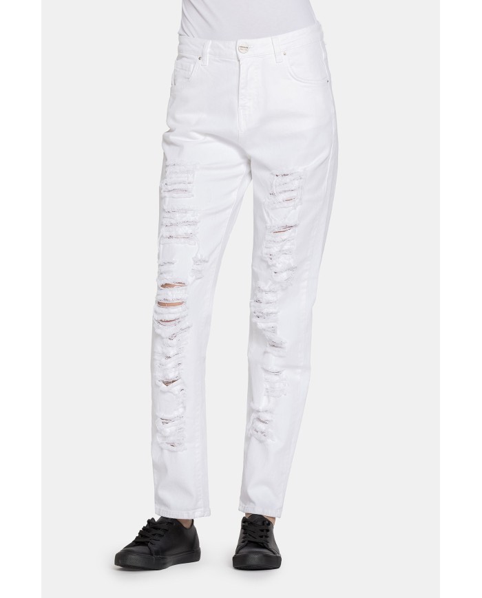 PANTALONE IN COLOR JEANS STRETCH MOD. 753. Vita regolare e gamba morbida.