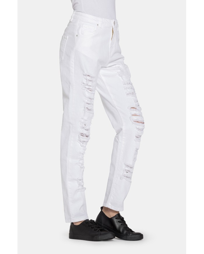 PANTALONE IN COLOR JEANS STRETCH MOD. 753. Vita regolare e gamba morbida.