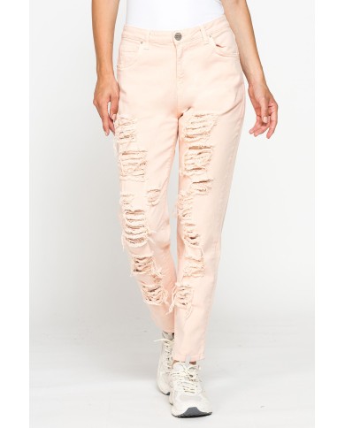 PANTALONE IN COLOR JEANS STRETCH MOD. 753. Vita regolare e gamba morbida.