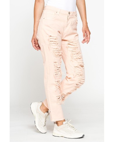 PANTALONE IN COLOR JEANS STRETCH MOD. 753. Vita regolare e gamba morbida.