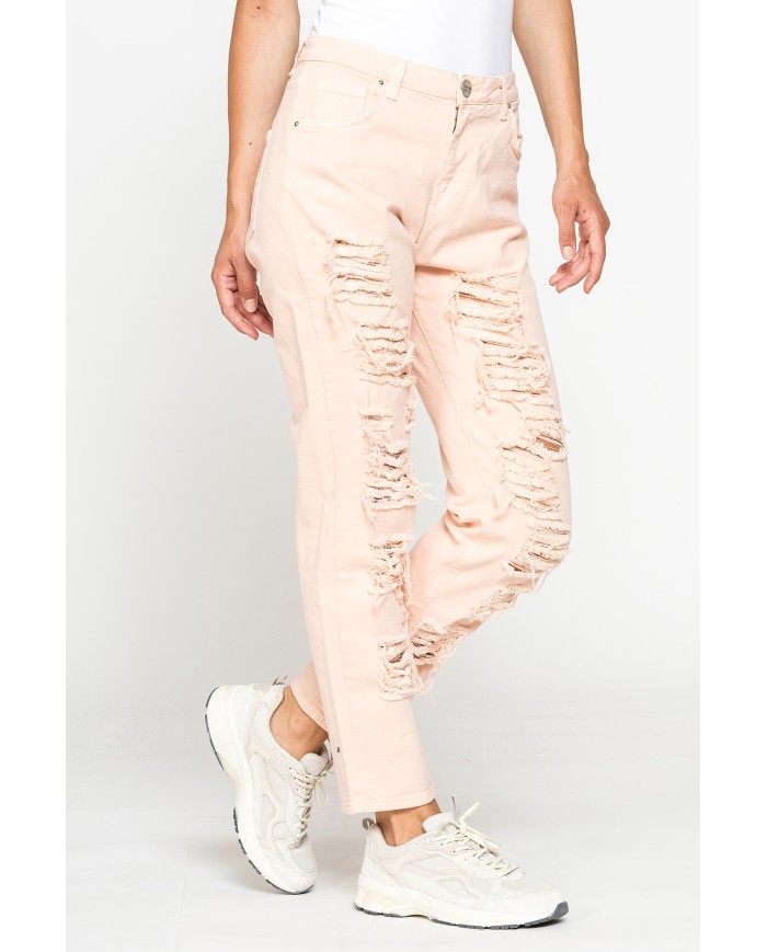 PANTALONE IN COLOR JEANS STRETCH MOD. 753. Vita regolare e gamba morbida.