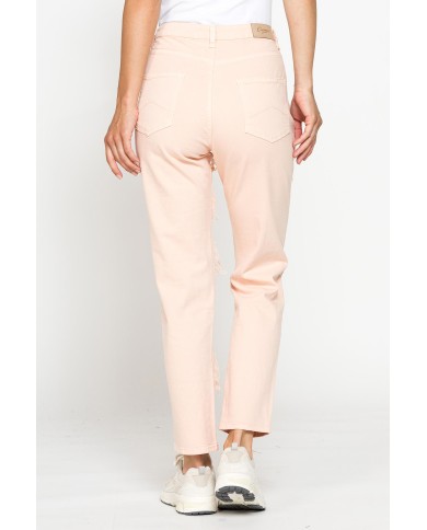 PANTALONE IN COLOR JEANS STRETCH MOD. 753. Vita regolare e gamba morbida.