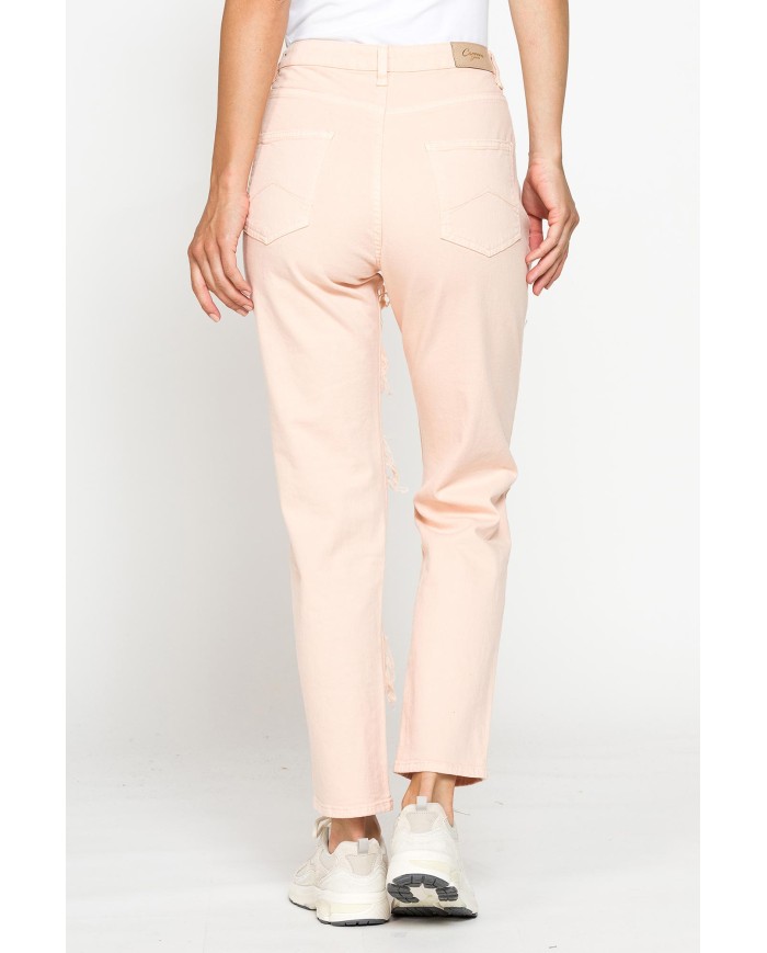 PANTALONE IN COLOR JEANS STRETCH MOD. 753. Vita regolare e gamba morbida.