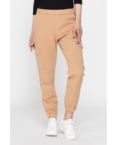 PANTALONE CARGO CON CINTURA ELASTICA MOD.756A IN TESSUTO GABARDINA LEGGERA.Vita e gamba regolari.