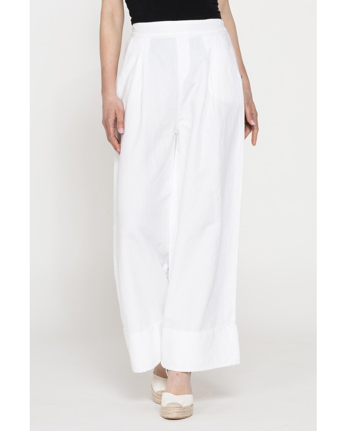 PANTALONE A PALAZZO CON ELASTICO IN LINO COTONE