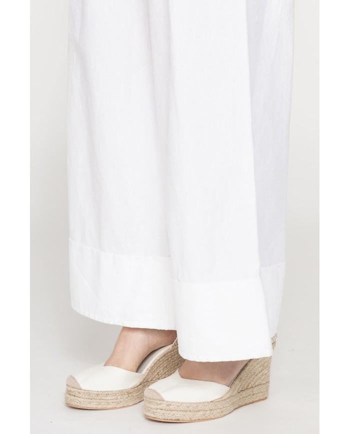 PANTALONE A PALAZZO CON ELASTICO IN LINO COTONE