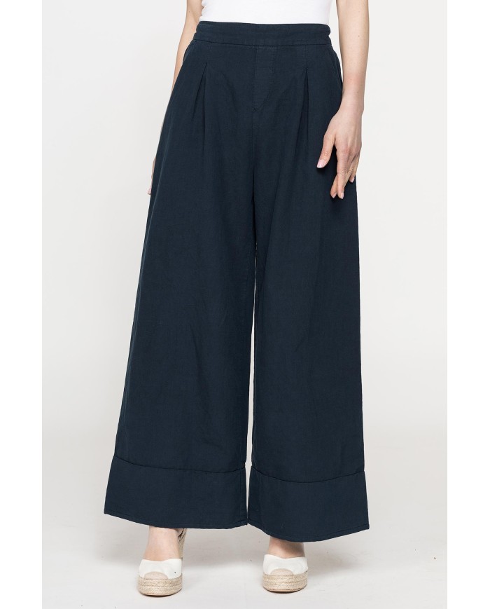 PANTALONE A PALAZZO CON ELASTICO IN LINO COTONE