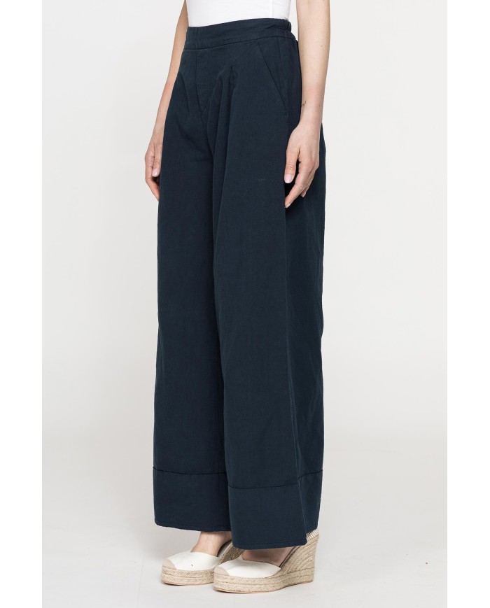 PANTALONE A PALAZZO CON ELASTICO IN LINO COTONE