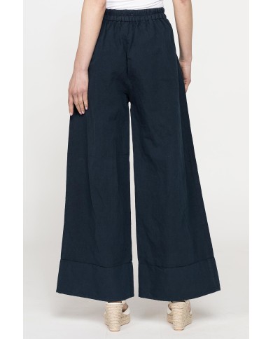 PANTALONE A PALAZZO CON ELASTICO IN LINO COTONE
