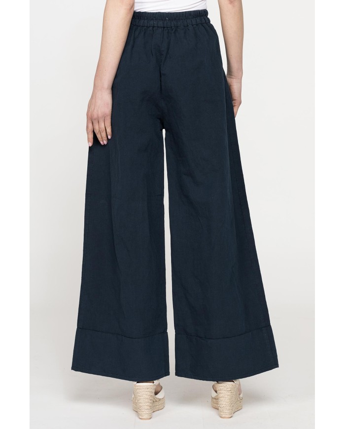 PANTALONE A PALAZZO CON ELASTICO IN LINO COTONE